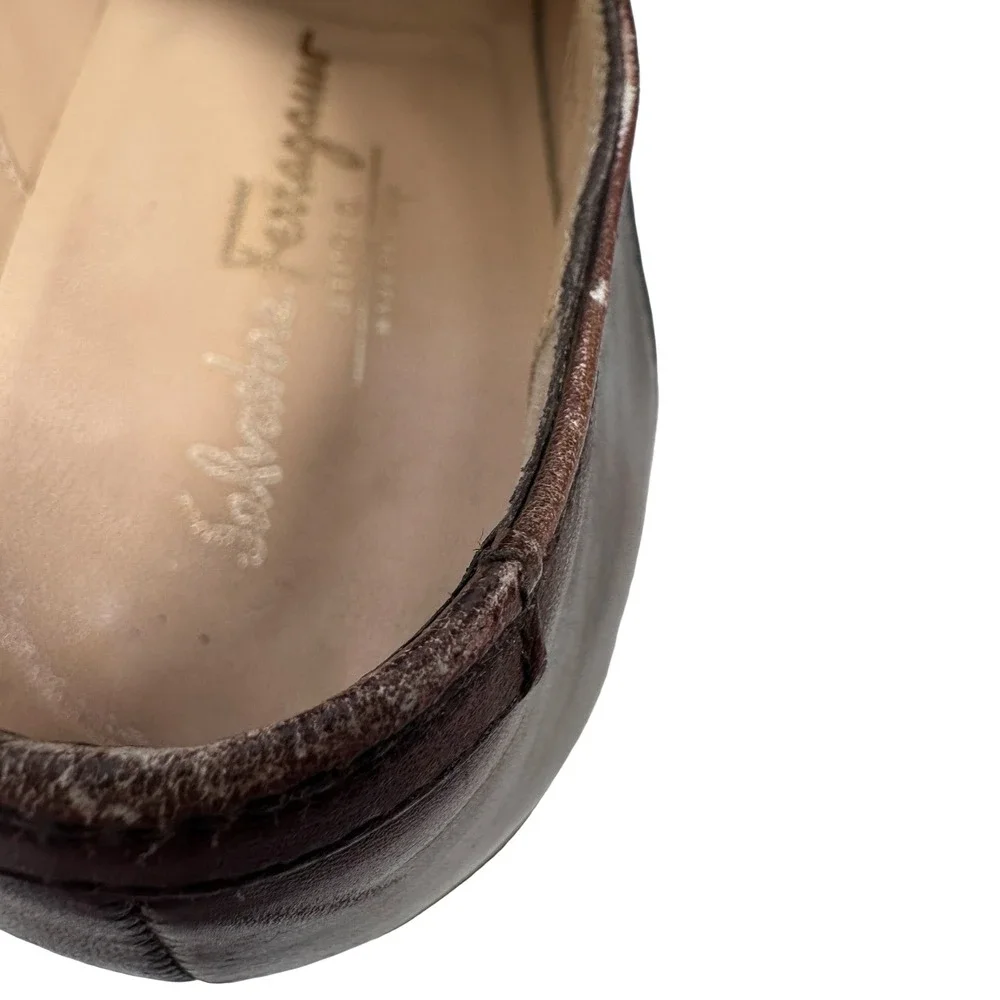 Salvatore Ferragamo Studio Mens 9 D Dark Brown Leather Cap Toe Derby 01UH 38755